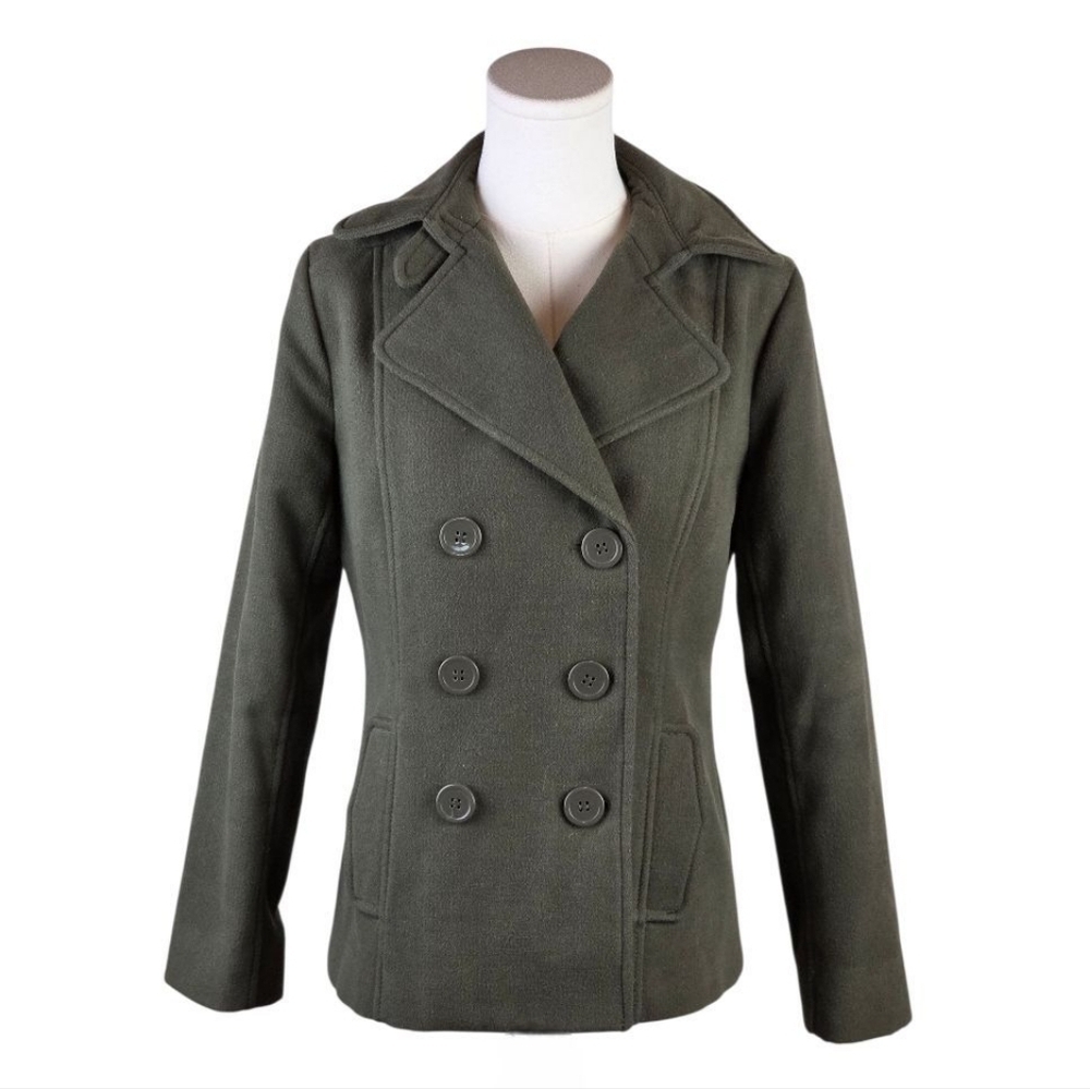 BP Olive Green Double Breasted Peacoat Jacket Size M (juniors) Nordstrom Classic